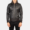 Hoch Jackets Bravado Brown Hooded Leather Bomber Jacket