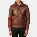 Hoch Jackets Columbus Brown Leather Bomber Jacket
