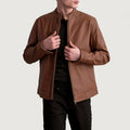 Hoch Jackets Zen Matte Brown Leather Biker Jacket