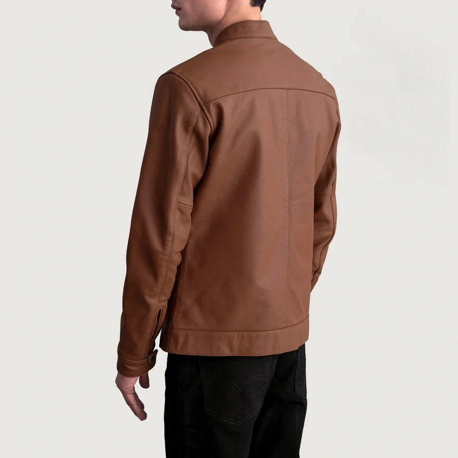 Hoch Jackets Zen Matte Brown Leather Biker Jacket