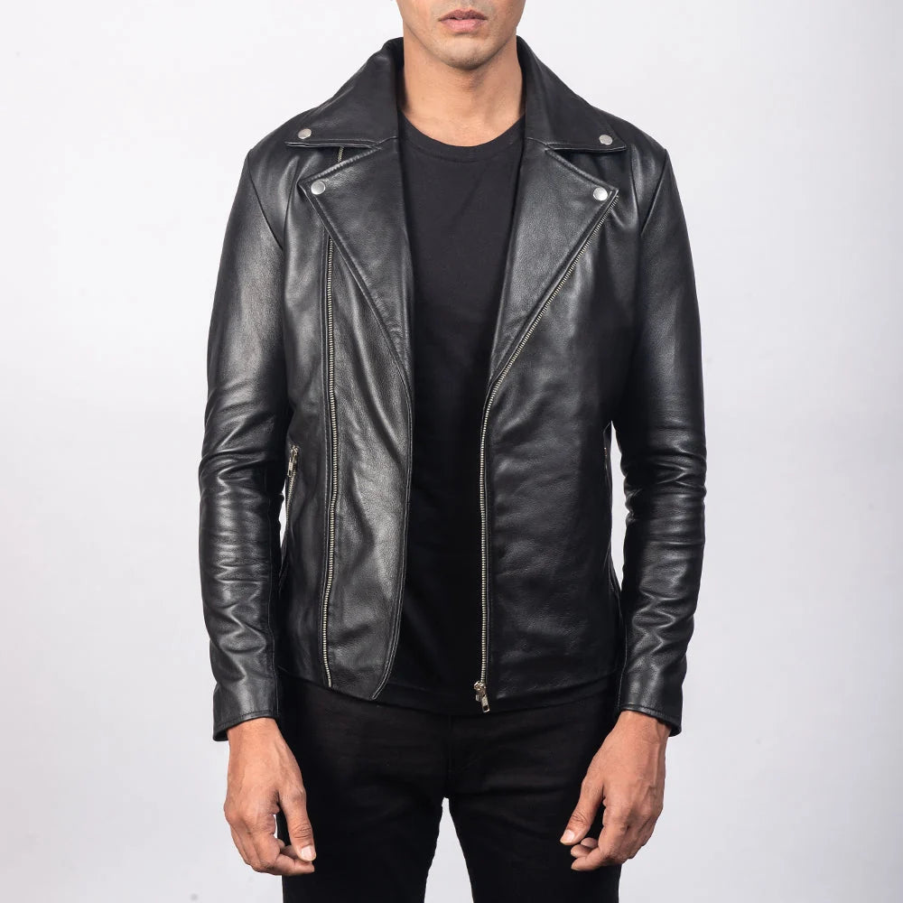 Hoch Jackets Noah Black Biker Leather Jacket