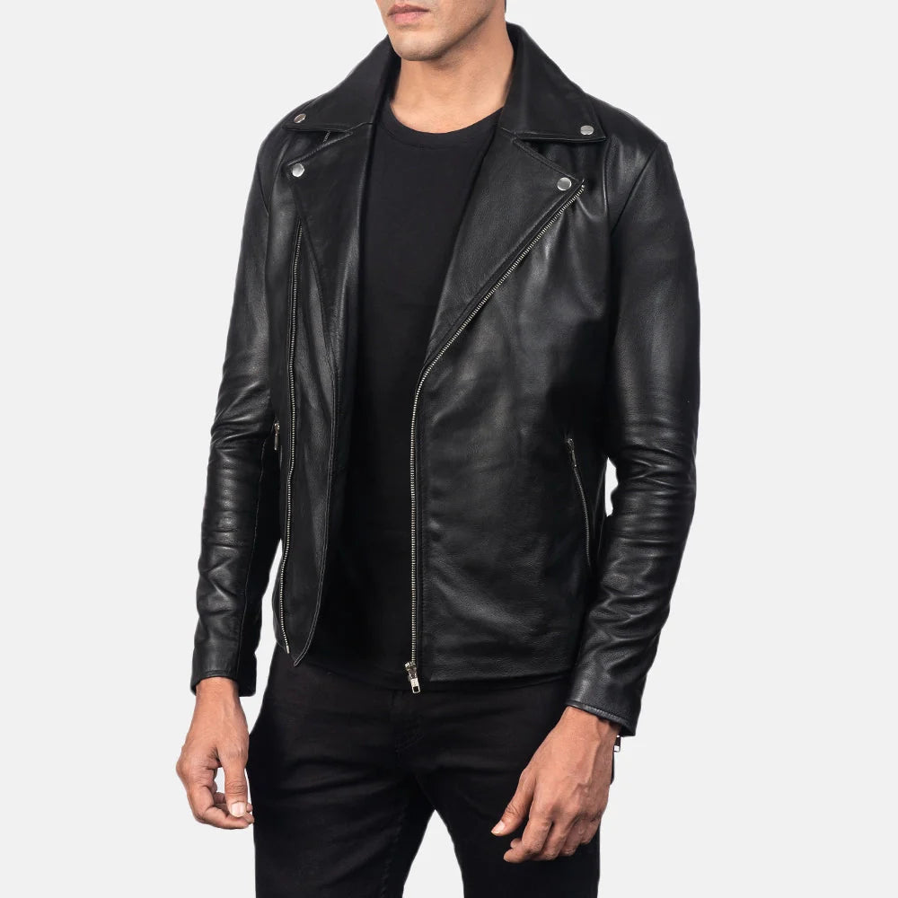 Hoch Jackets Noah Black Biker Leather Jacket