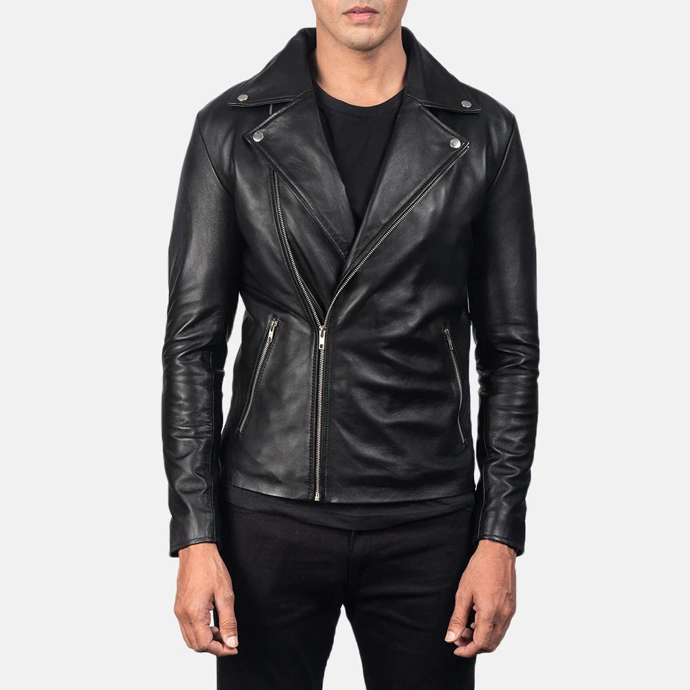 Hoch Jackets Noah Black Biker Leather Jacket