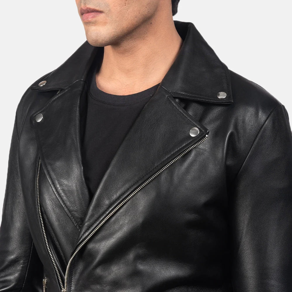Hoch Jackets Noah Black Biker Leather Jacket