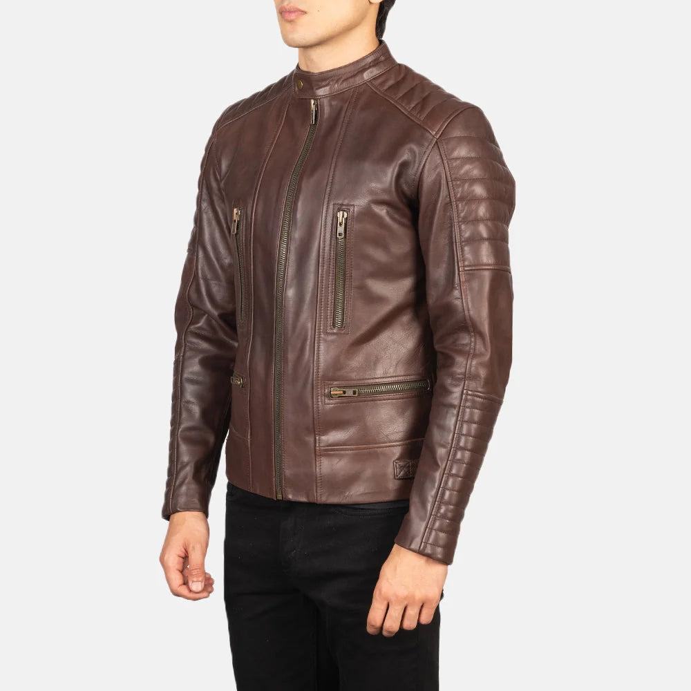 Hoch Jackets Damian Brown Leather Biker Jacket