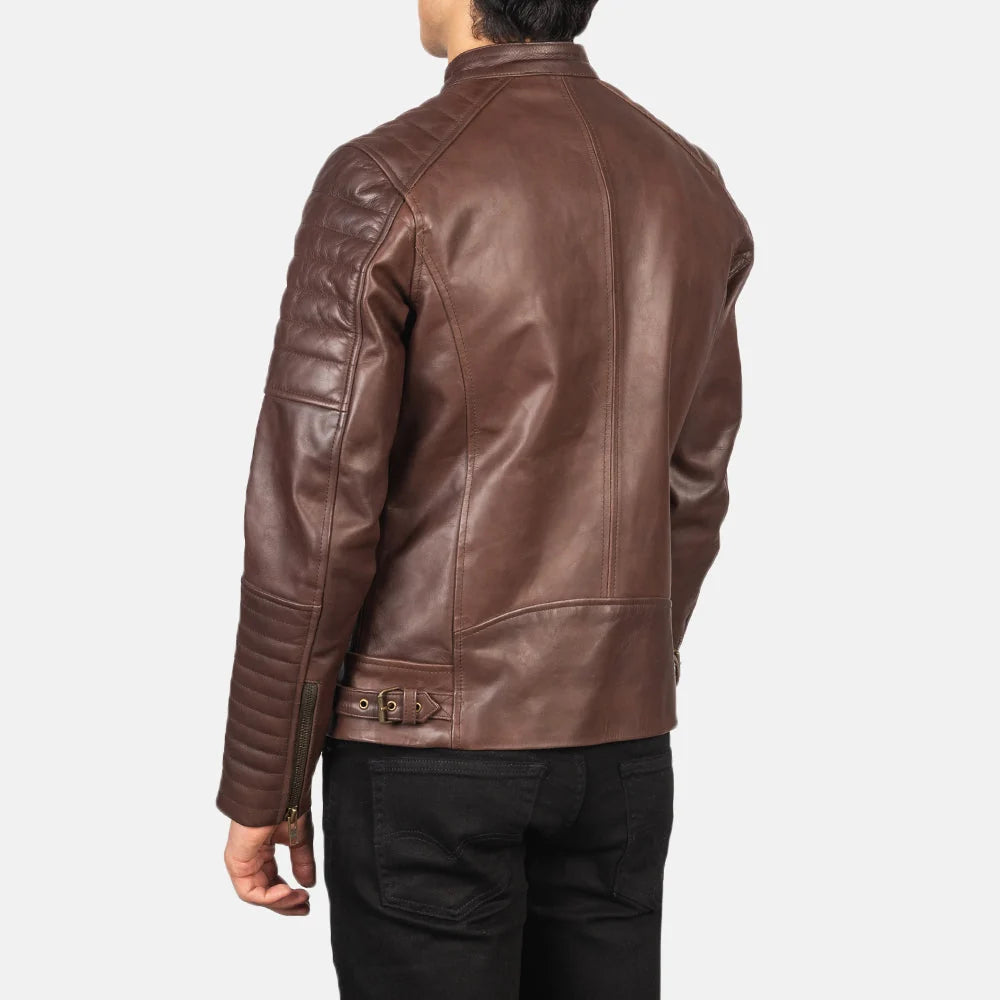Hoch Jackets Damian Brown Leather Biker Jacket
