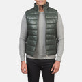 Green Leather Puffer Vest