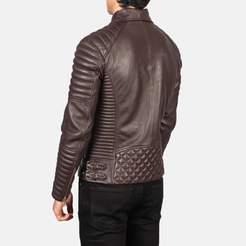 Hoch Jackets Armand Maroon Leather Biker Jacket