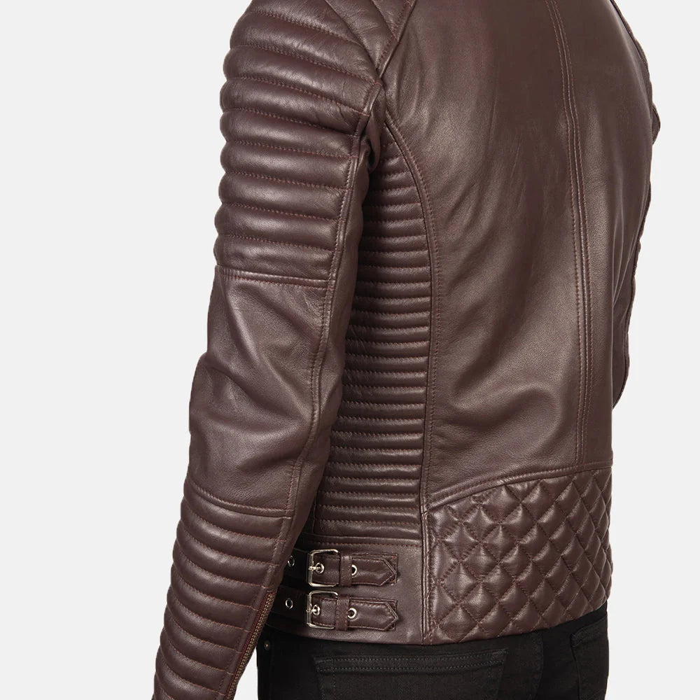 Hoch Jackets Armand Maroon Leather Biker Jacket
