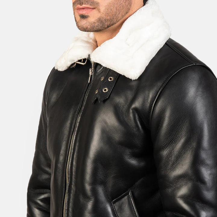 Black & White Leather fur Jacket