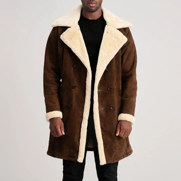 Long leather Double Breasted Coat