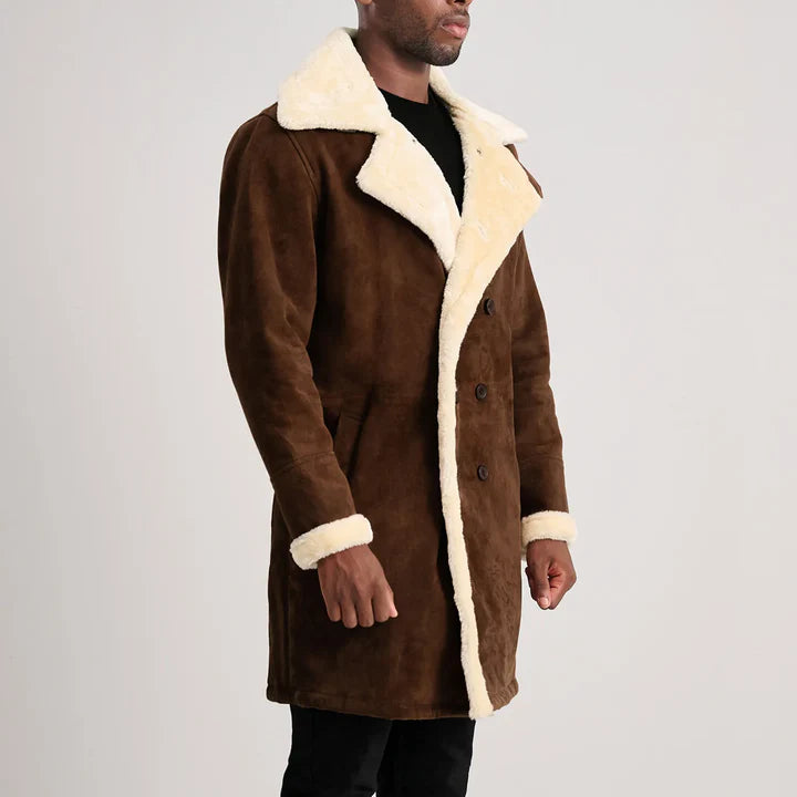 Long leather Double Breasted Coat