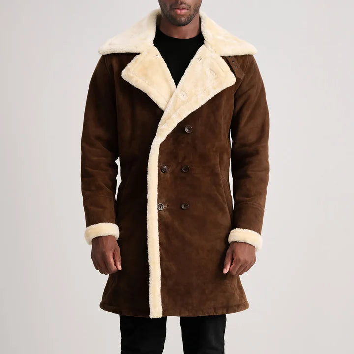 Long leather Double Breasted Coat