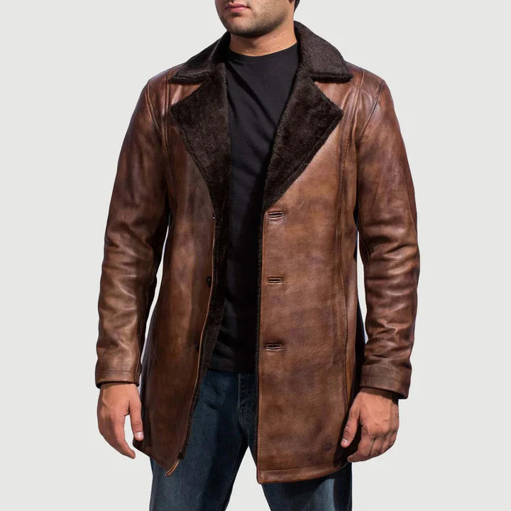 Long Leather Fur Coat