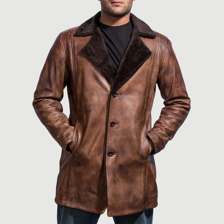 Long Leather Fur Coat