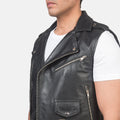Black Leather Biker Vest